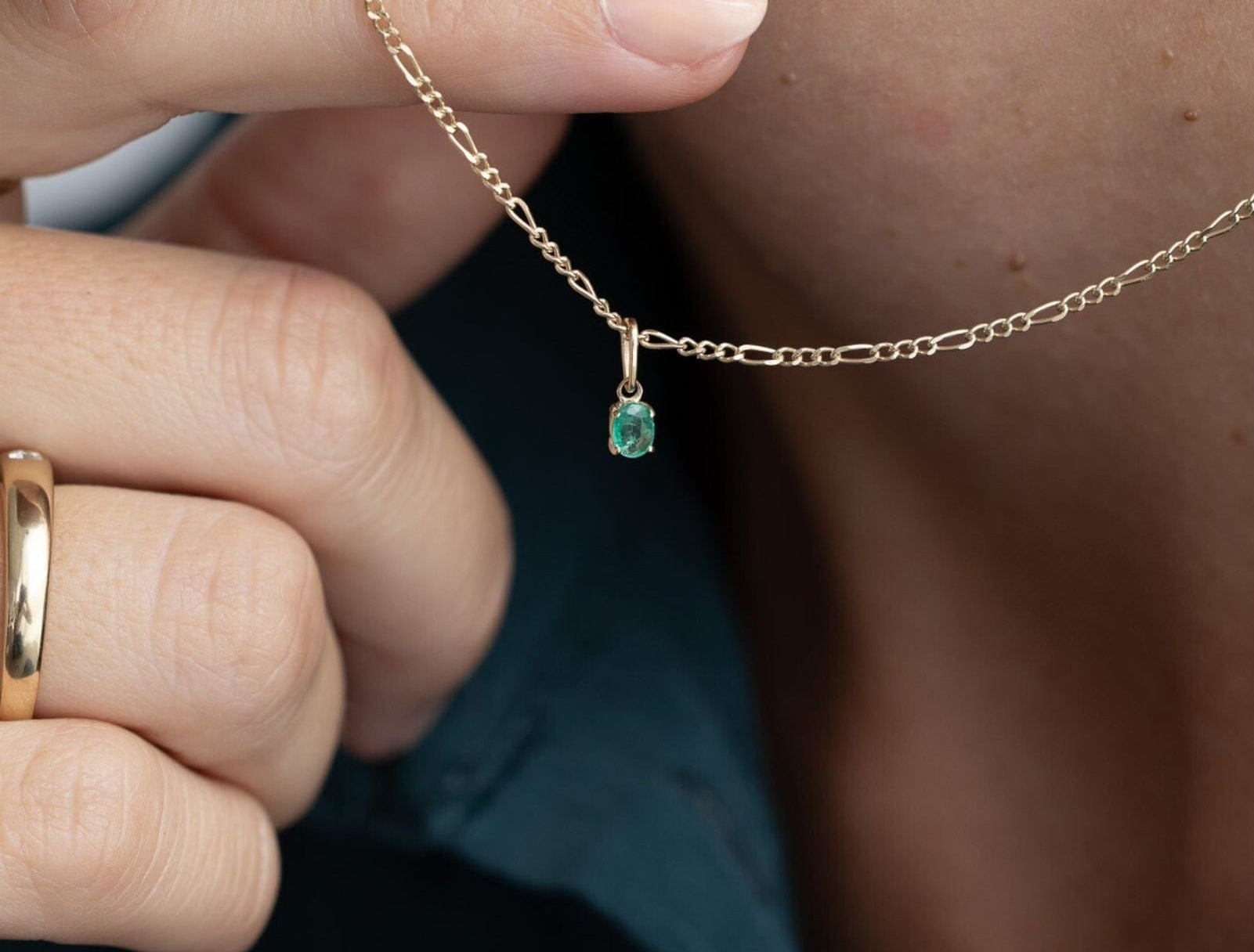 Picture of Luna Rae Solid 9k Gold Emerald Necklace